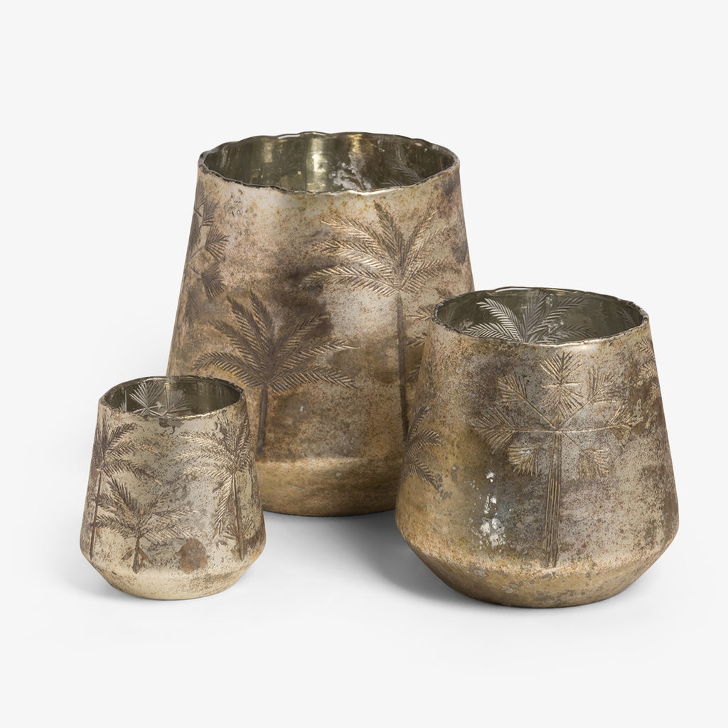 Palm Tree Mercury Glass Candle Holders