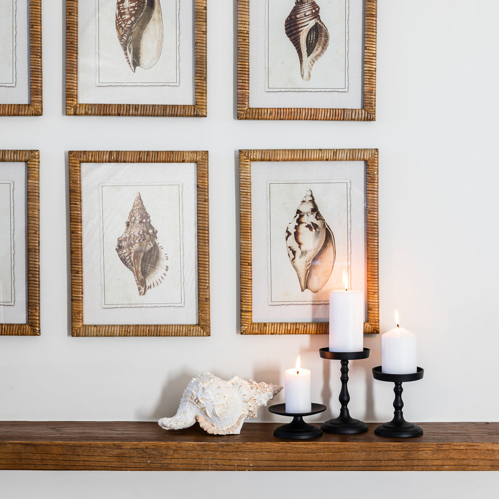 Pillar Candle Holders Black Styled On Mantle