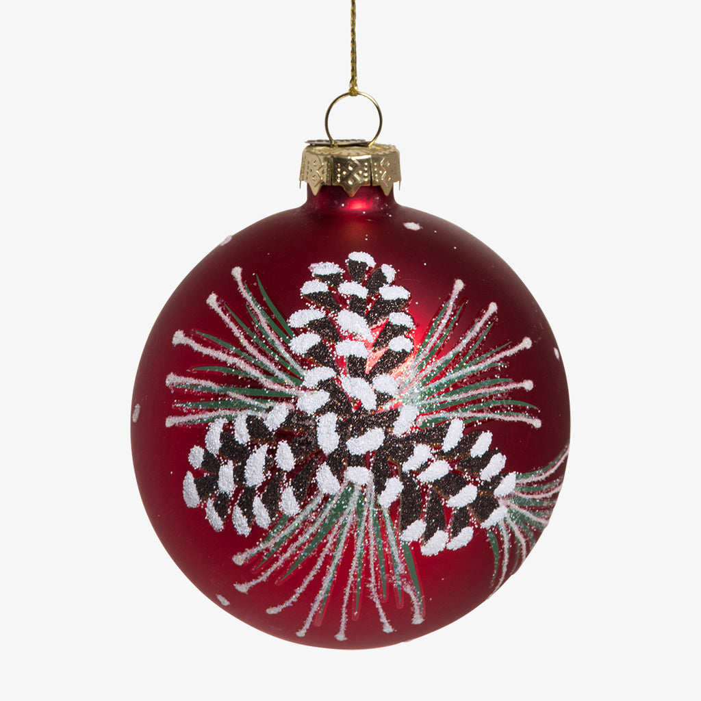 Pine Cone Glass Bauble Sets Red