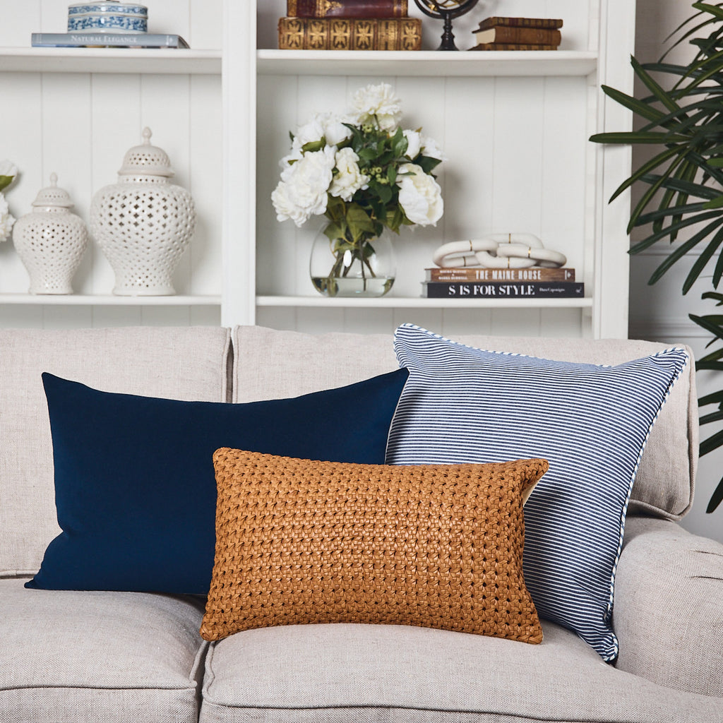 Pinstripe Cushion Cover Navy & White Styled As Group