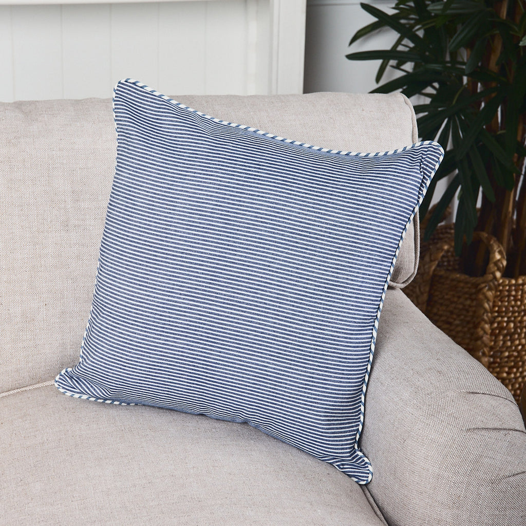 Pinstripe Cushion Cover Navy & White Styled