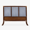 Rattan Indies Bedhead Brown With Custom Newport Stripe Navy Panels Front