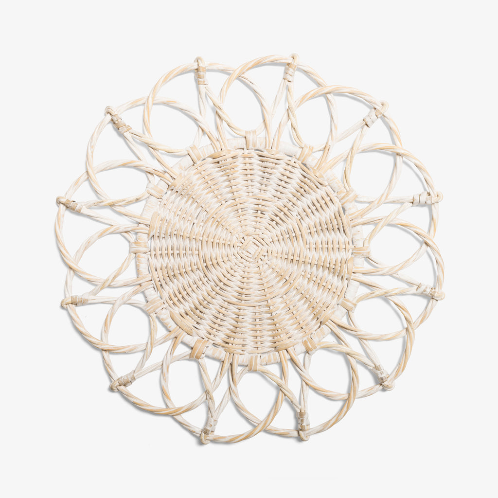 Rattan Chelsea Placemat Round White Wash