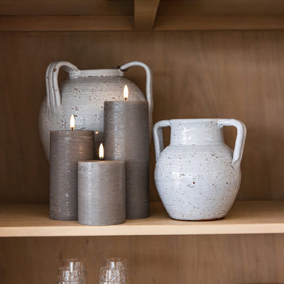 Uyuni Lighting Flameless Candles (Sandstone) Styled On Shelf