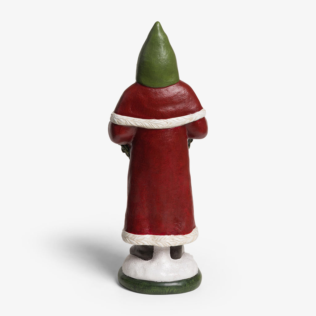 Santa Statue Holding LED Wreath Back