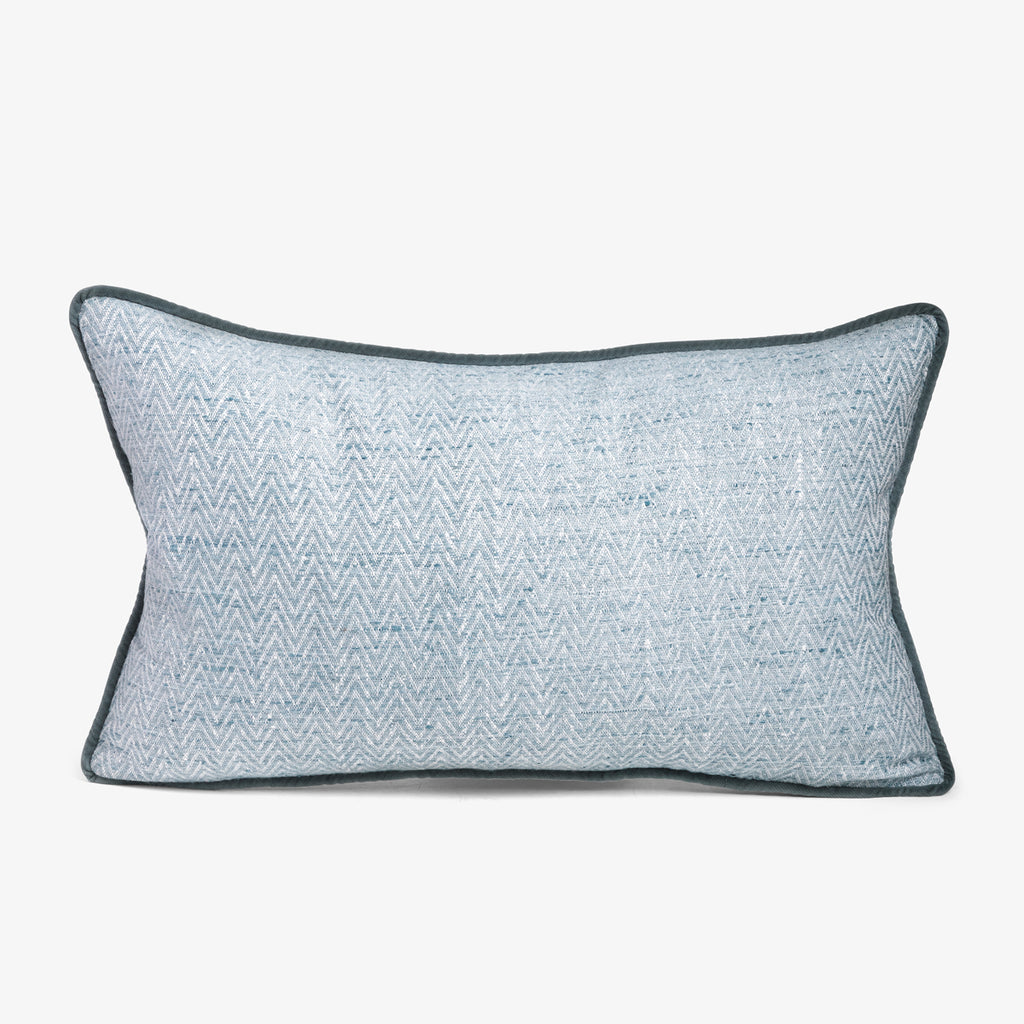 Sky Herringbone Cushion Cover With Off White Back Rectangular Front