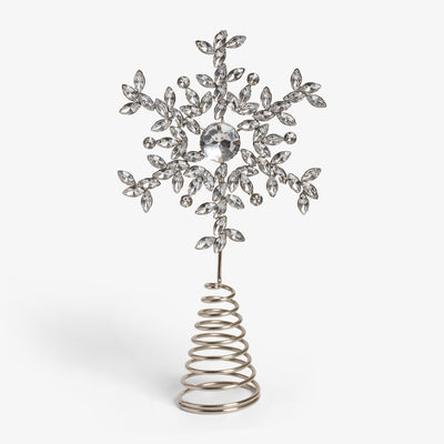 Snowflake Jewel Tree Topper Silver Front