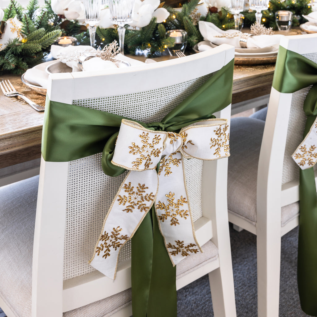 Snowflake Ribbon Ivory & Gold 64mm x 9m Styled