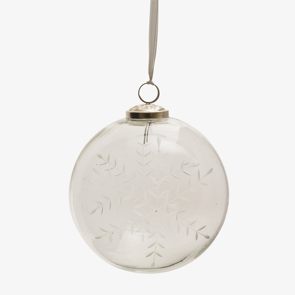 Snowflake Etched Glass Baubles