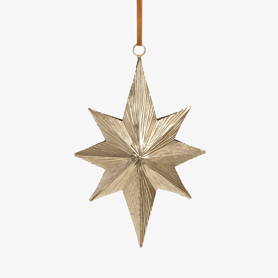 Star Ornaments Long Gold Sets Of Six Front