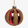 Stripe Glass Bauble Sets Red & Gold Front
