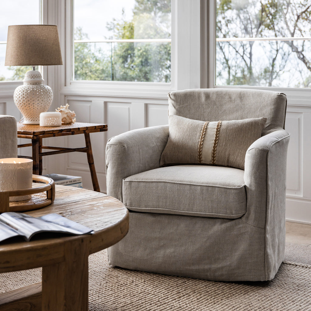 Eloise Swivel Armchair (Latte)