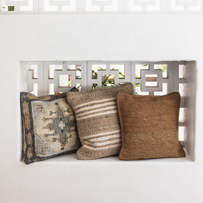 Madagascar Raffia Crochet Cushion Cover Tea 45 x 45cm