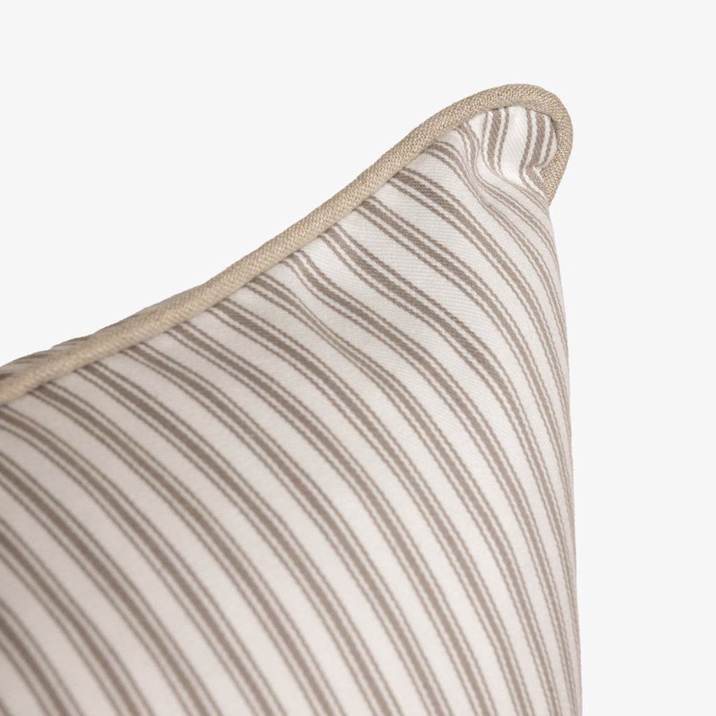 Ticking Stripe Cushion Cover Beige With Flax Piping