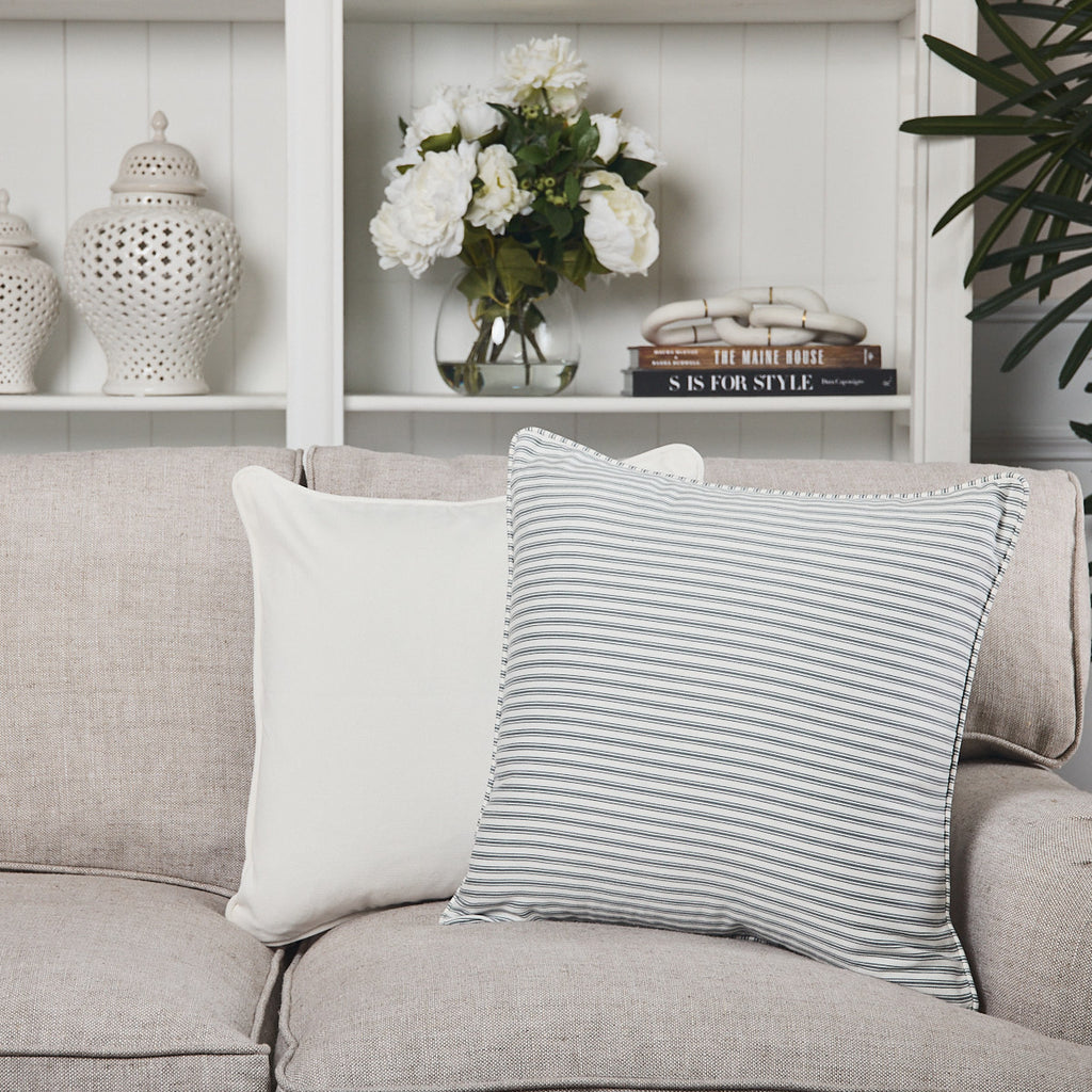 Ticking Stripe Cushion Cover Grey Styled As Group