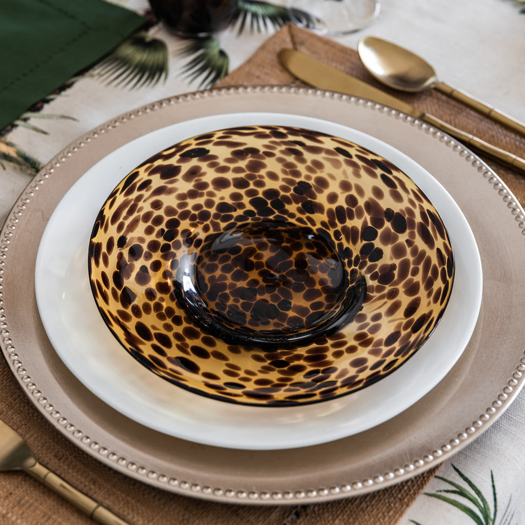 Tortoise Shell Glass Small Plate Styled