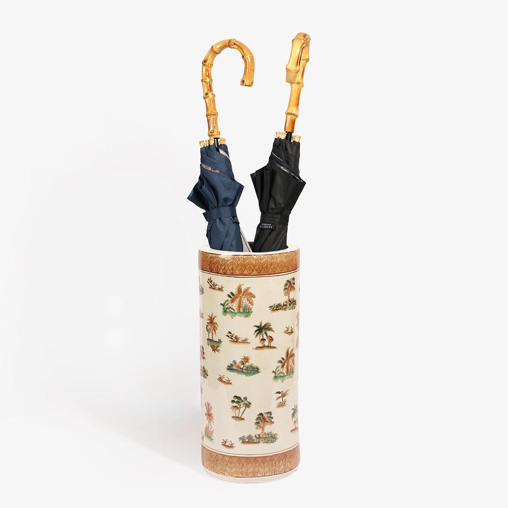 Royal Palm Ceramic Umbrella Stand with Umbrella's Inside