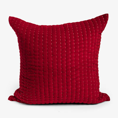 Velvet Cushion Cover With Tartan Back Red Back