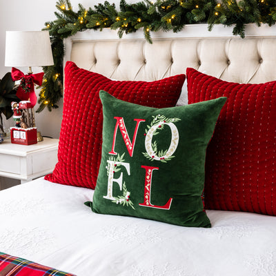 Velvet Cushion Cover With Tartan Back Red Styled