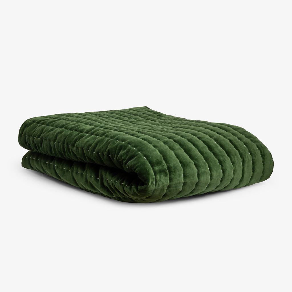 Velvet Quilted Throw (Green) Front