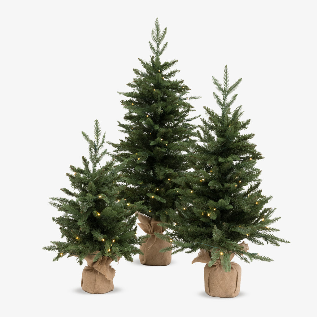 Vermont Potted Pre-Lit Christmas Trees Hessian