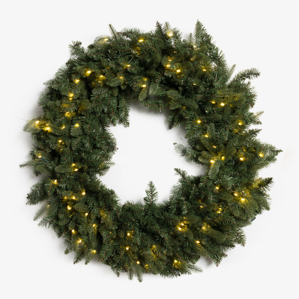 Vermont Green Pre-Lit Split Wreath 100cm Front