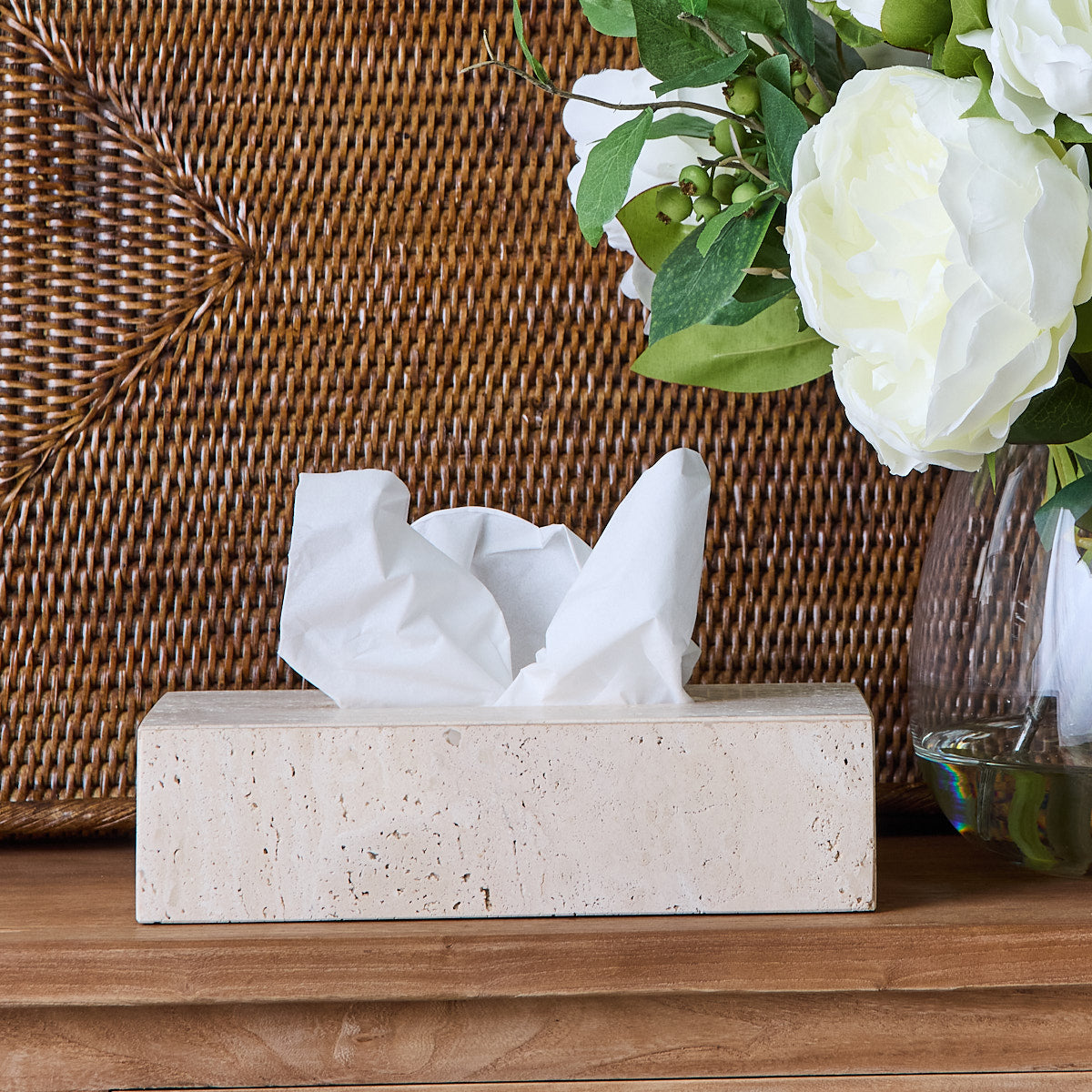 Rectangular Tissue Boxes Verona Travertine Tissue Box Cover Rectangular | Bathroom Accessories