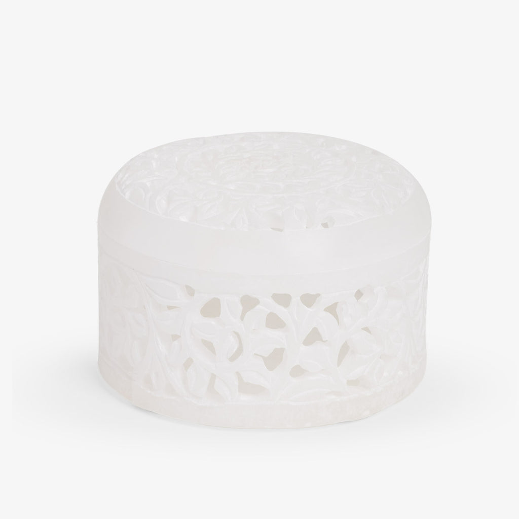 Marble Alabaster Round Box With Lid