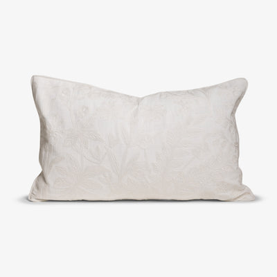 White Embroidered Rectangular Cushion Cover Front
