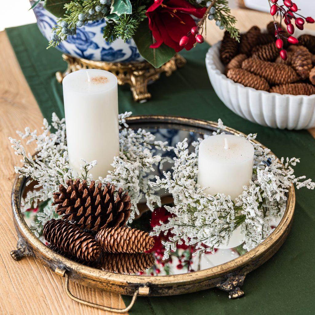 White Flower Candle Rings Styled