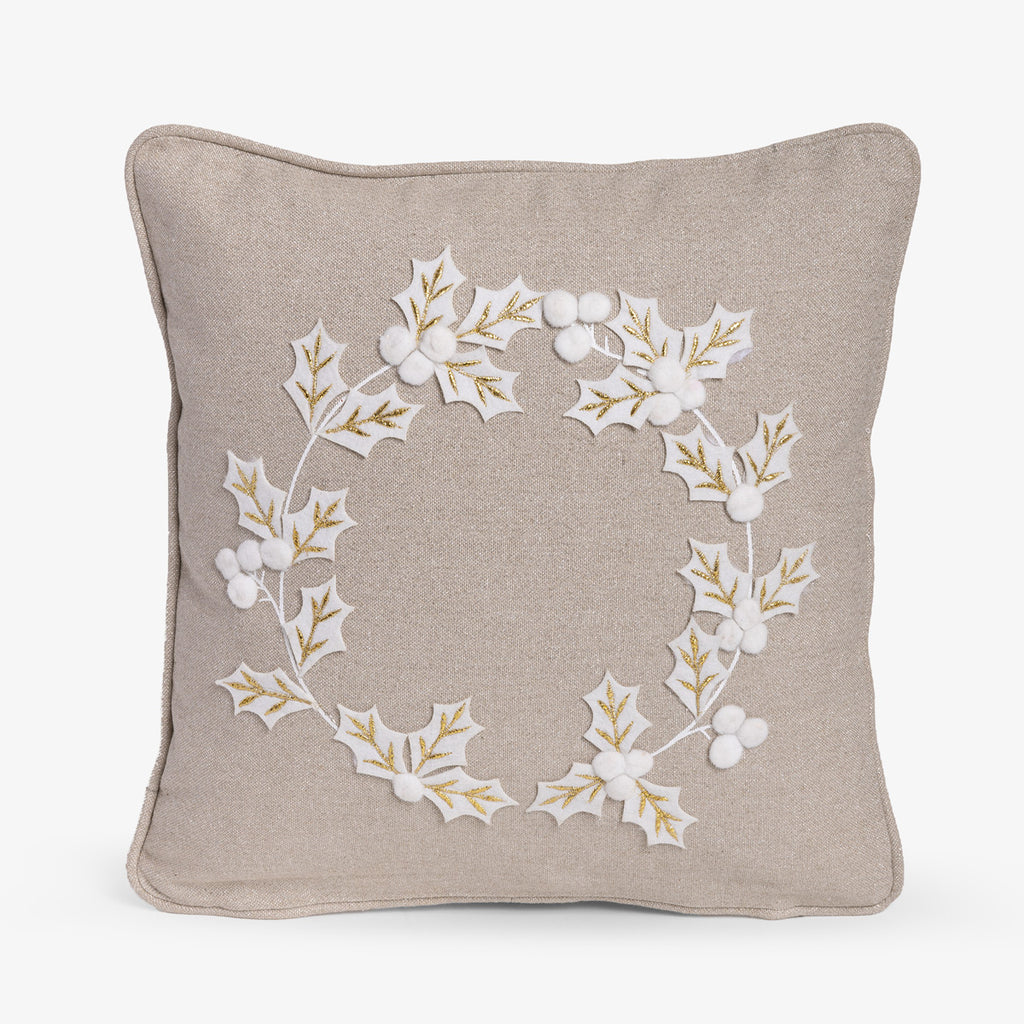 White Wreath Cushion Set 30x30cm Front