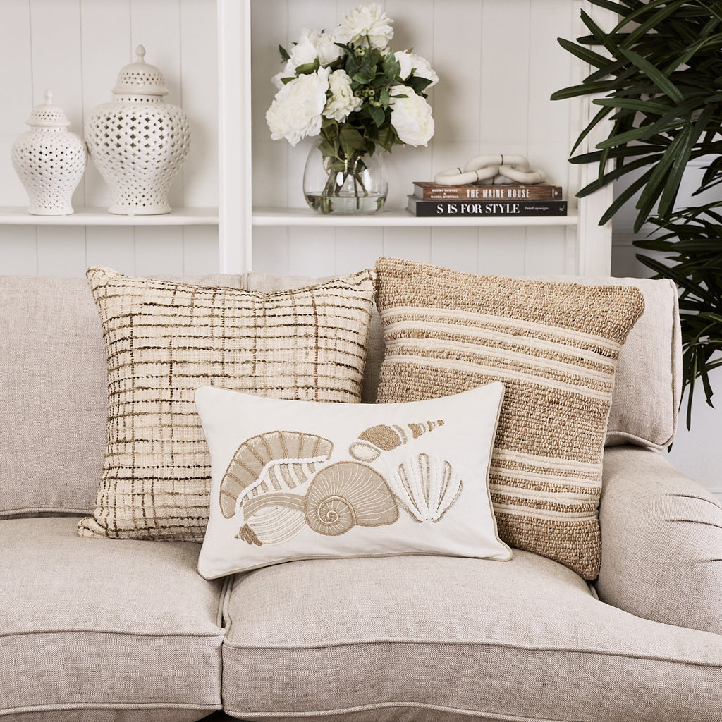 Woven Cushion Cover Beige & Brown Styled Grouped