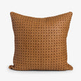 Woven Tan Leather Cushion Cover 45x45cm Front