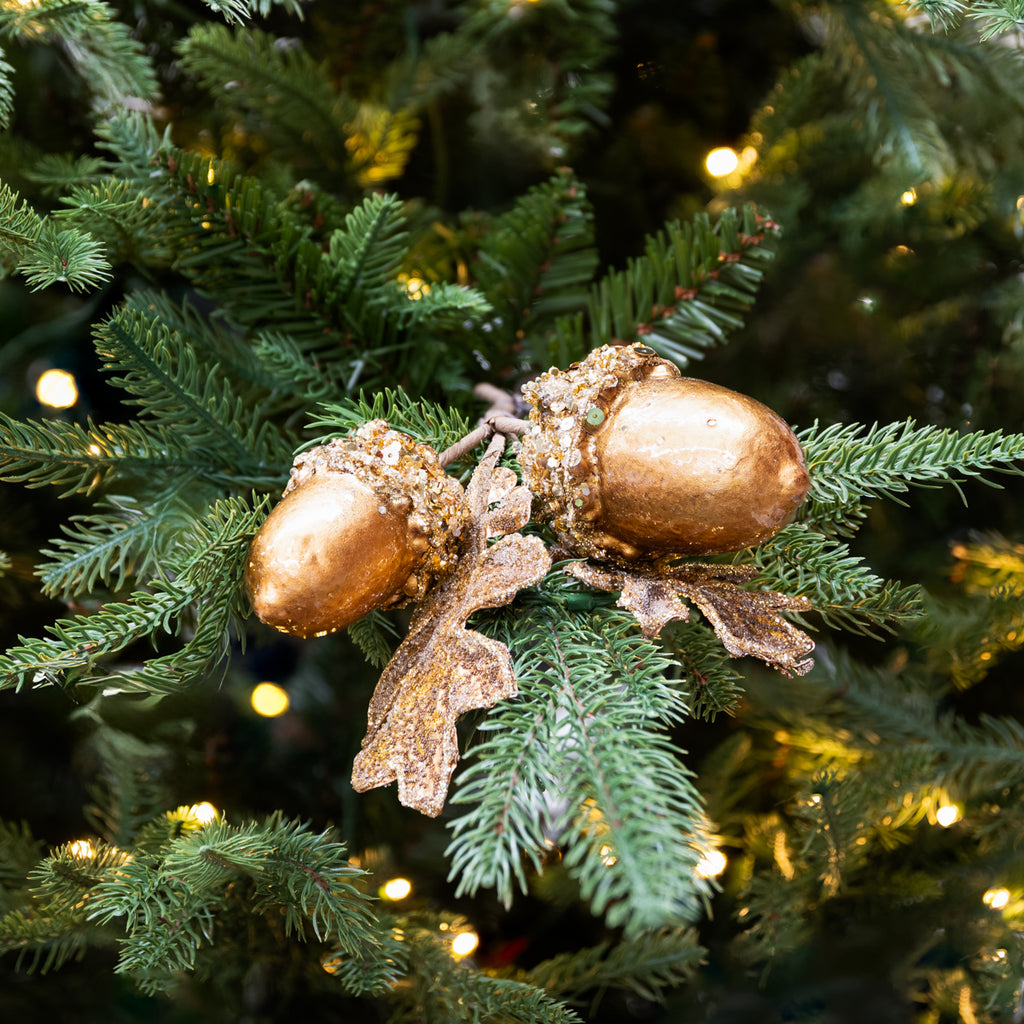 Acorn Ornament With Clip (Gold) Styled in Christmas Tree