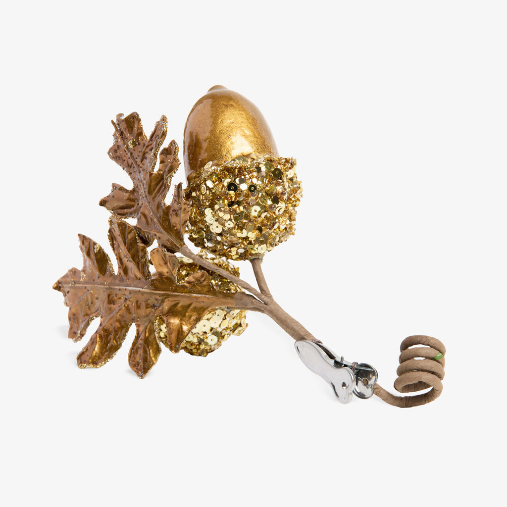 Acorn Ornament With Clip (Gold) Back View
