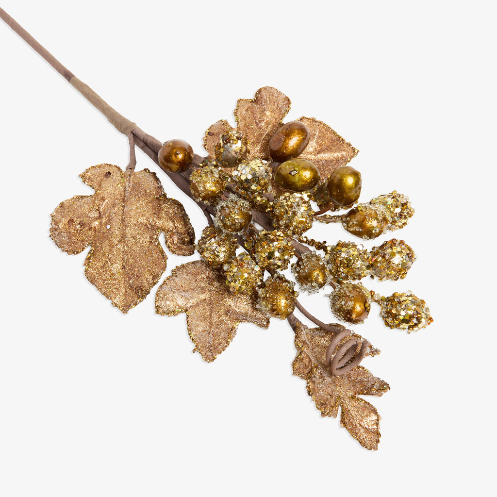 Artificial Christmas Grape Spray (Gold) Close Up