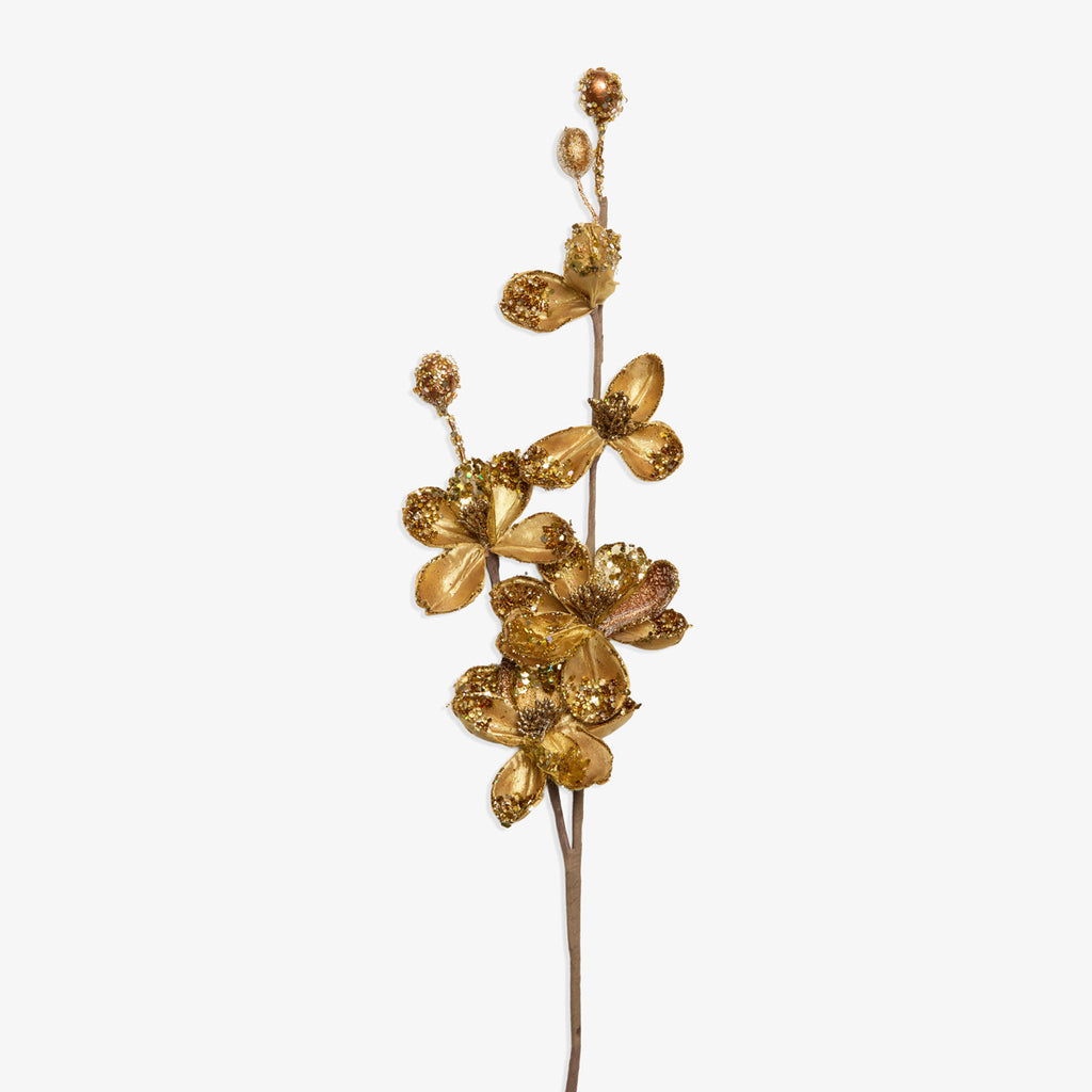 Artificial Magnolia Blossom Spray (Gold) Close Up