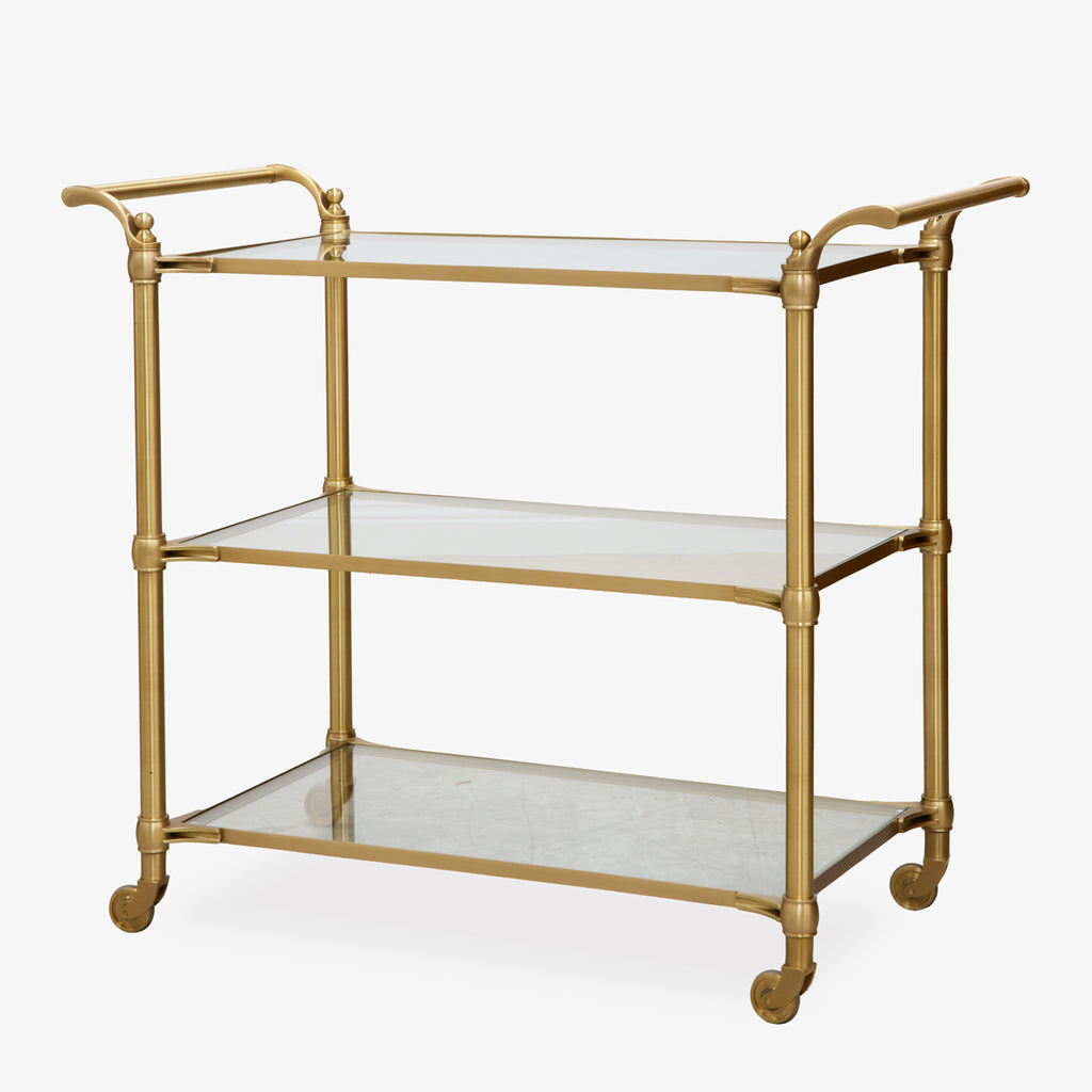 Regent Glass & Brass Bar Cart Trolley Side View