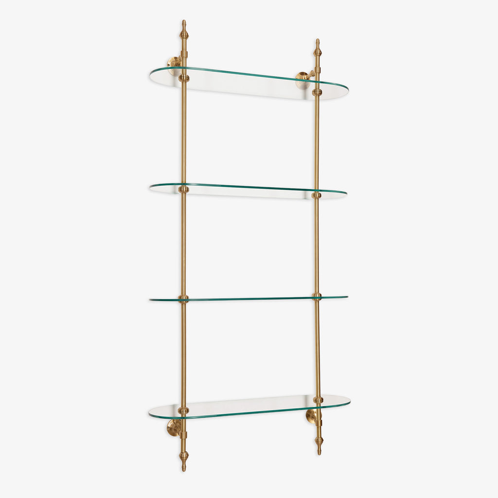 Regent Glass & Brass Shelf Unit Side iew