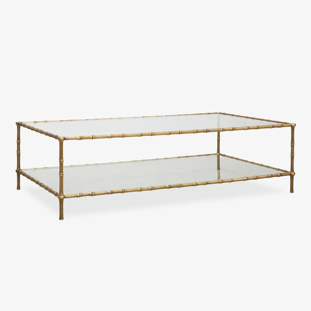 St Kitts Glass & Brass Bamboo Coffee Table Side View