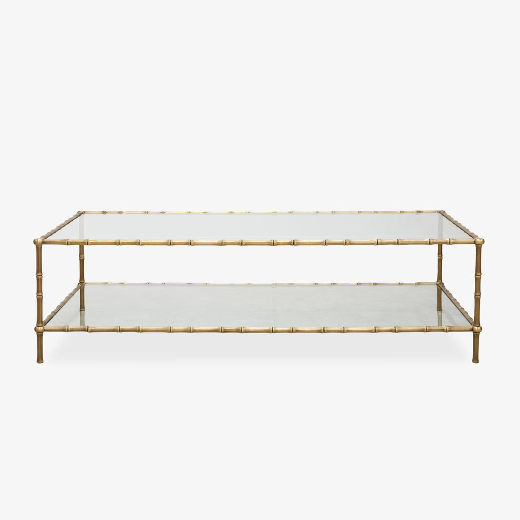 St Kitts Glass & Brass Bamboo Coffee Table Front View