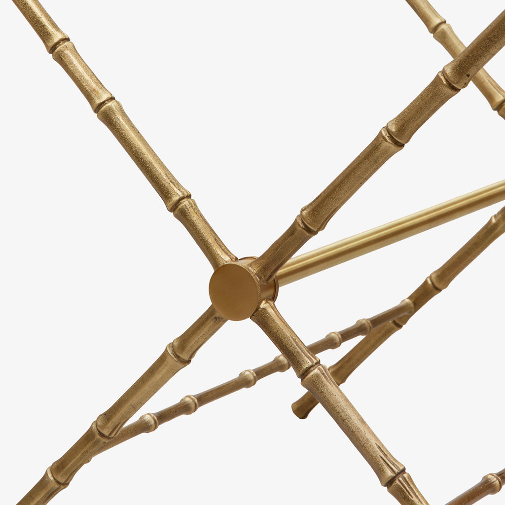 St Kitts Glass & Brass Bamboo Cross Leg Side Table Close Up