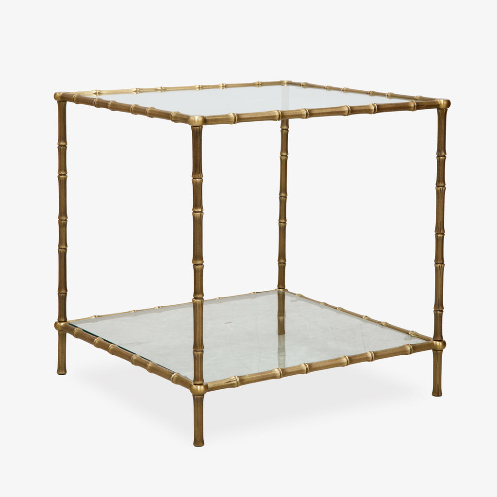 St Kitts Glass & Brass Bamboo Side Table Side View