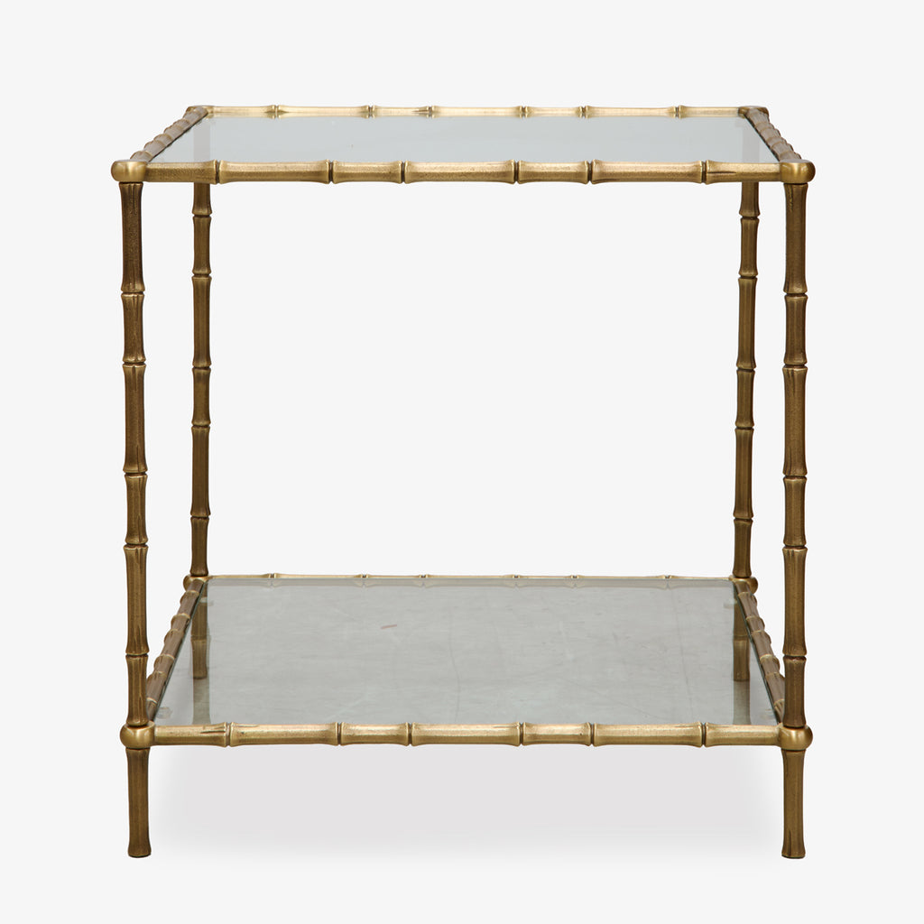 St Kitts Glass & Brass Bamboo Side Table front View
