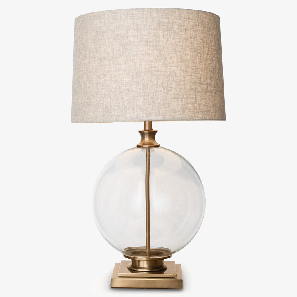 Antique Brass & Linen Lamp With Shade