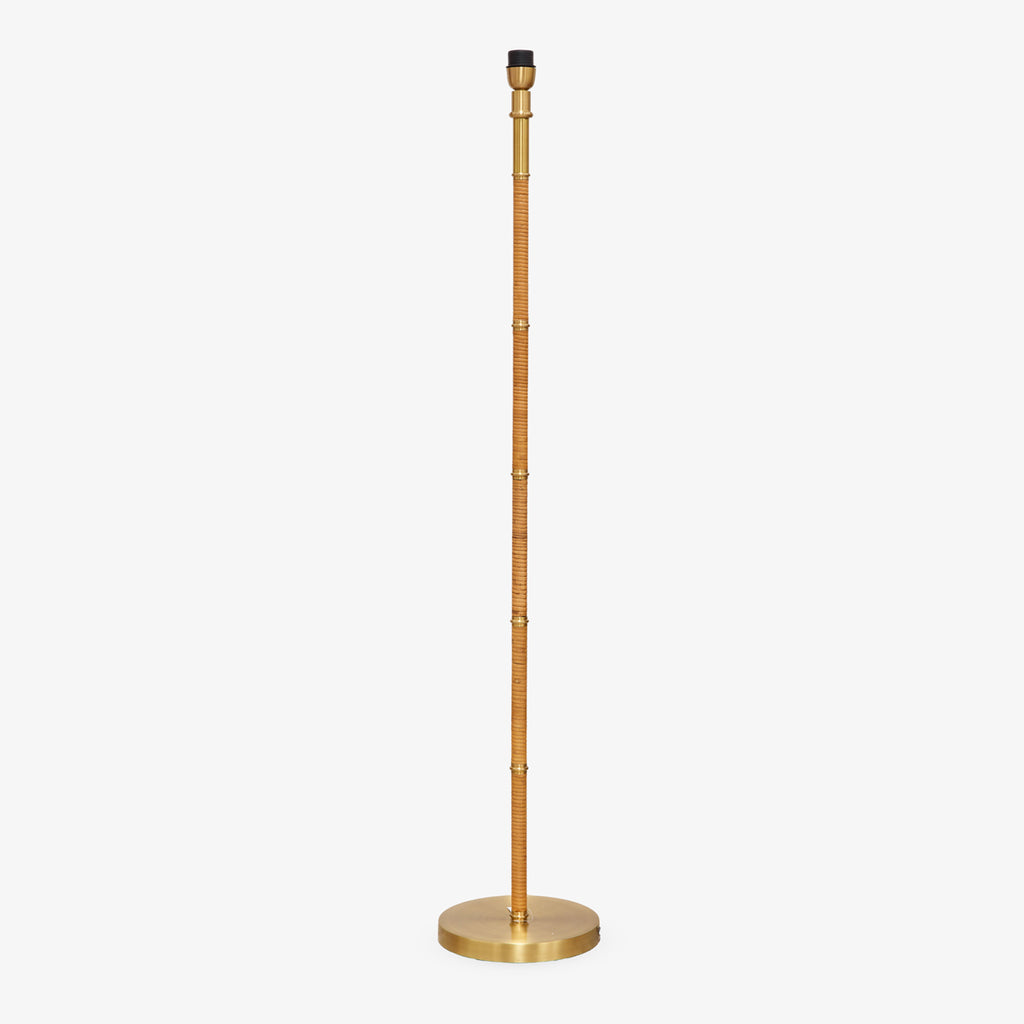 Rattan & Brass Floor Lamp Front View