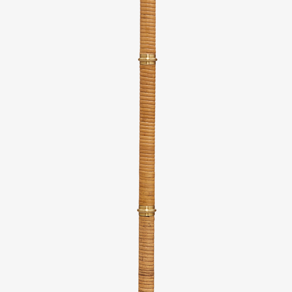 Rattan & Brass Floor Lamp Close Up