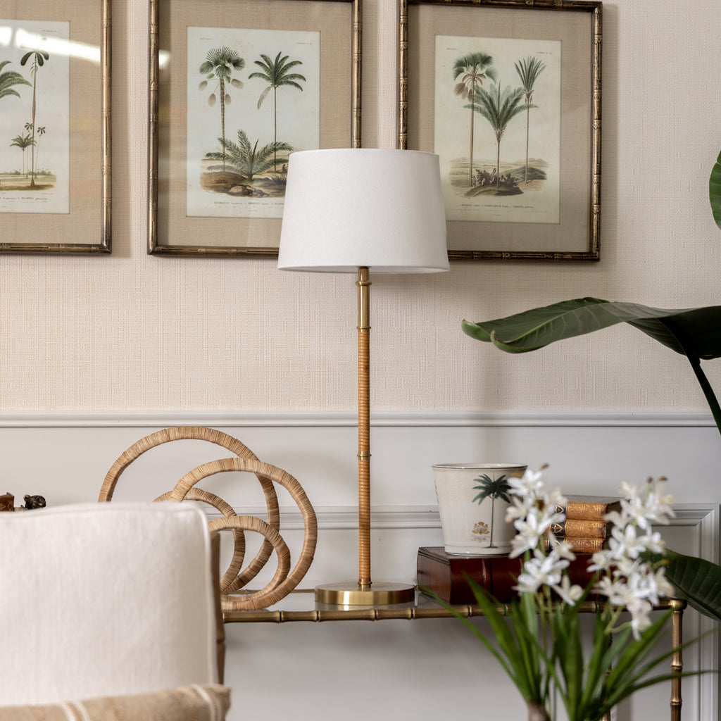 Rattan & Brass Lamp Styled on Console