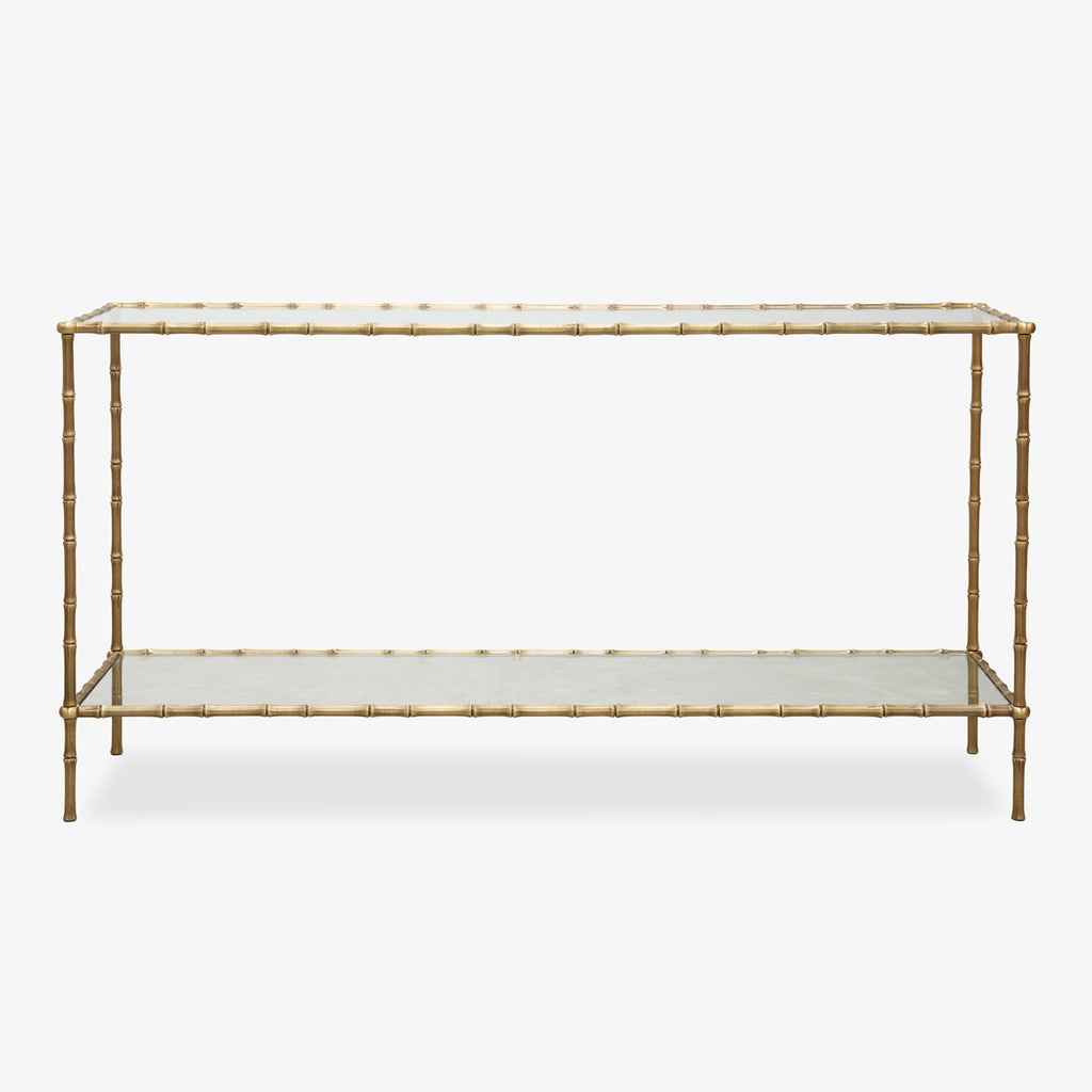 St Kitts Glass & Brass Bamboo Console Front View