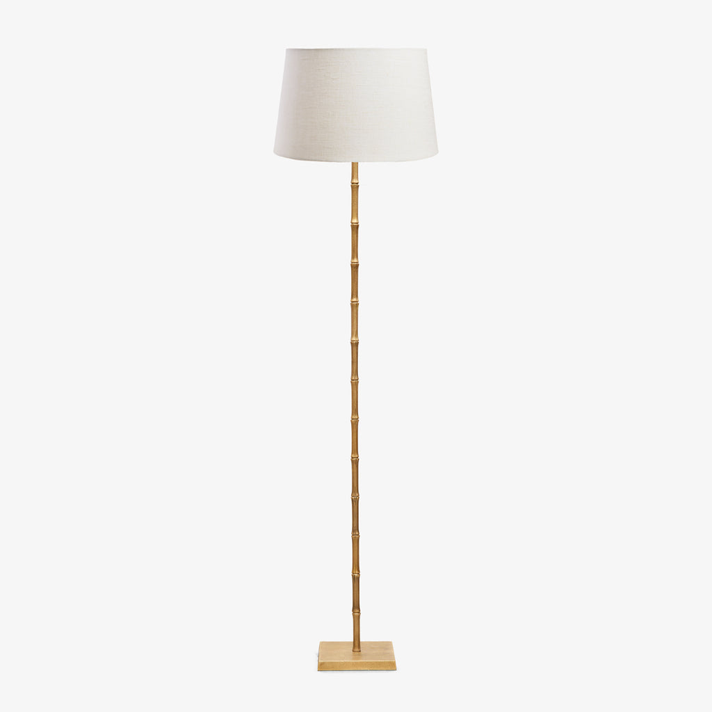 St Kitts Brass Bamboo Floor Lamp Front View with Shade